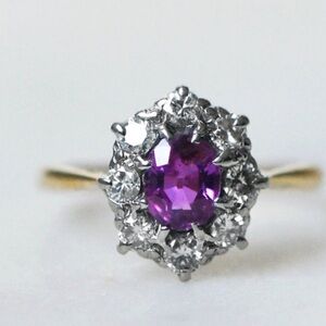 Pink Sapphire & Diamond Cluster Ring